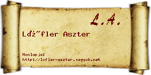 Löfler Aszter névjegykártya